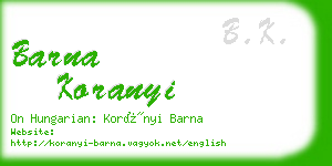 barna koranyi business card